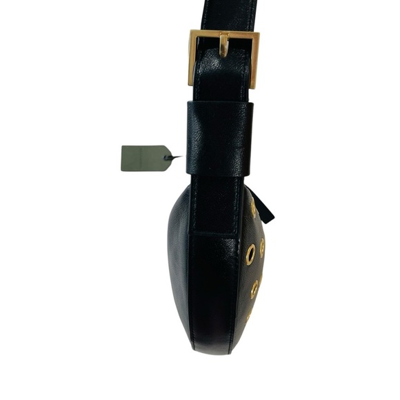 ALLSAINTS Half Moon Eyelet Shoulder Crossbody Bag Black 100% Lamb Leather NEW - Picture 12 of 16